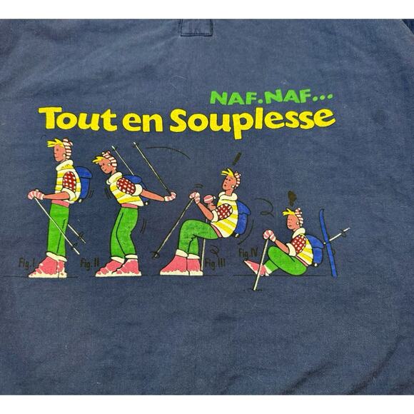 Vtg Naf Naf Tout En Souplesse Ski Shirt Collared Very Flexible RARE Paris France - Picture 3 of 9